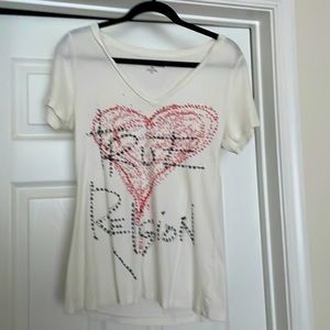 True Religion Love Heart V-Neck Tee